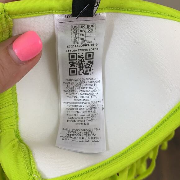 Guess Triangle Fringe Neon Yellow Bikini Top - Picture 5 of 8